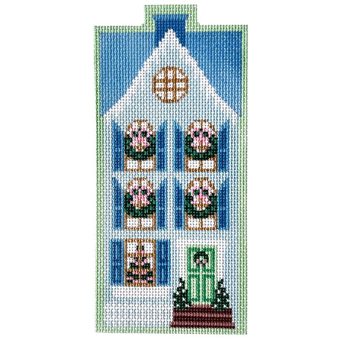 Christmas Village Blue Row House on 13