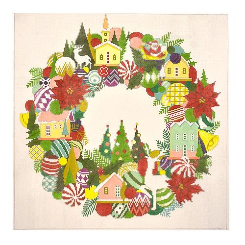 Christmas Village Wreath on 18