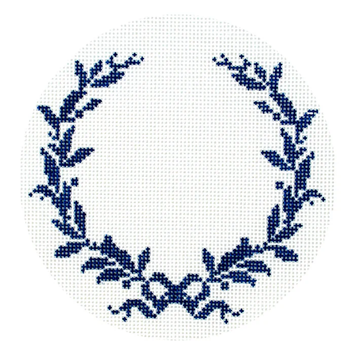 Classic Wreath Crest - Bow Greenery in Blue