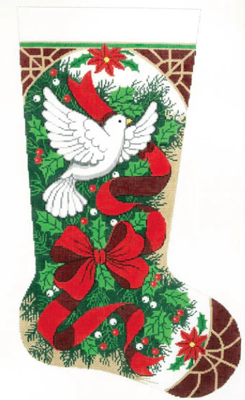 Christmas Holly and Dove Stocking