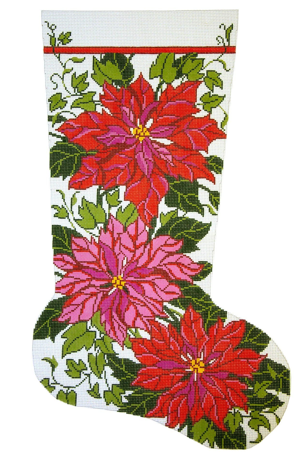 Poinsettia and Ivy Stocking