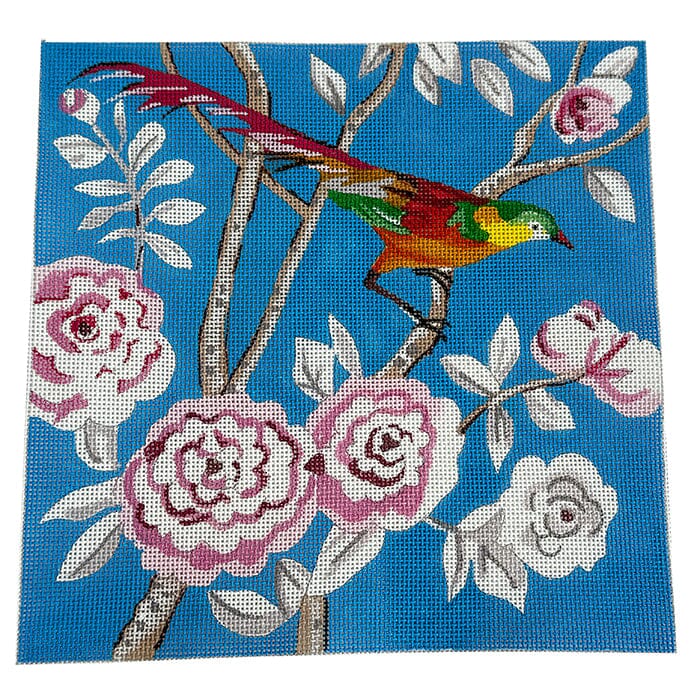 Bird on Tree Blue Background