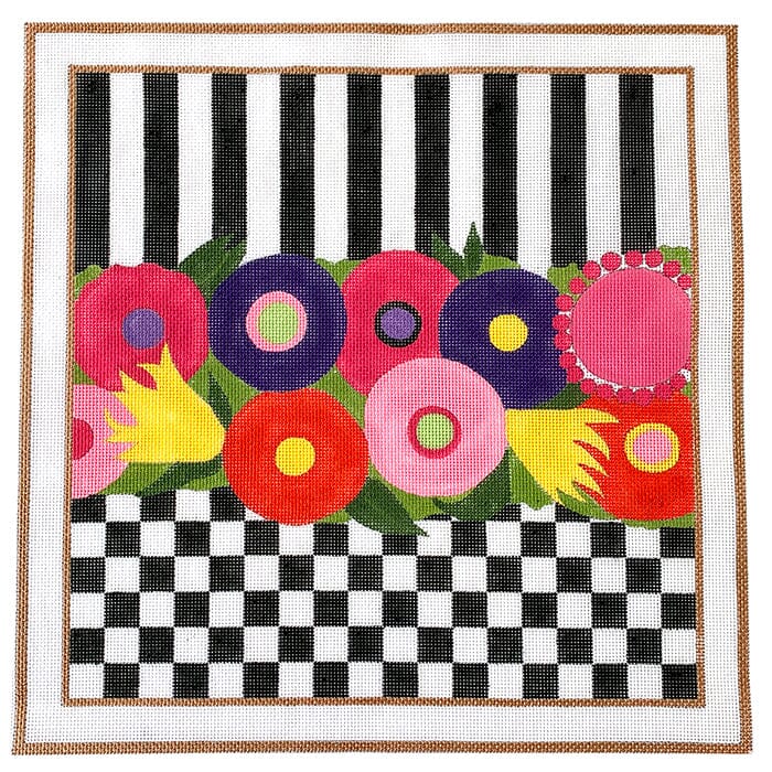 Colorful Flowers with Copper Border