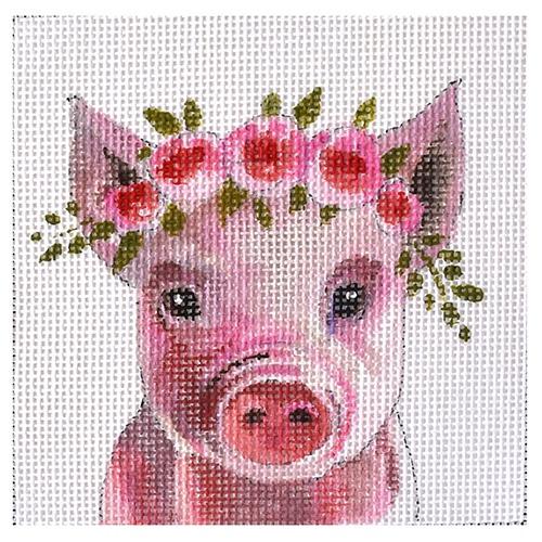 Baby Pig with Floral Crown Insert