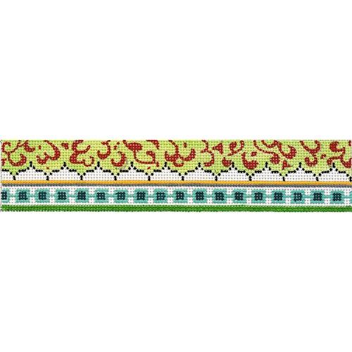 Bracelet - Lime Fuchsia Swirls with Aqua Squares