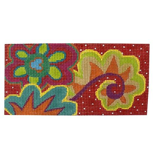 Flowers on Red Single Eyeglass Case