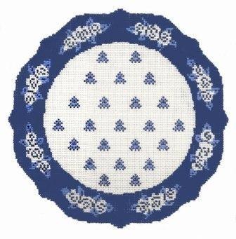 French Plate - Blue, White