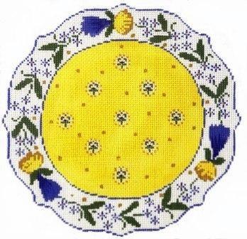 French Plate - Yellow, Blue, White
