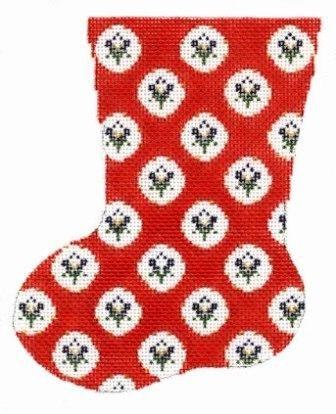 Small Flower Mini Sock - Red