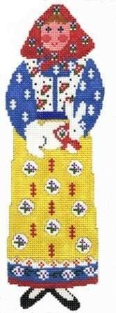 Garden Lady with Rabbit Ornament - Yellow