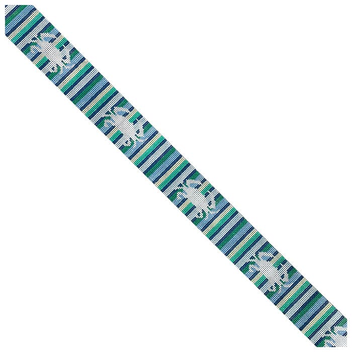 Crab Silhouette Belt on Summer Stripes Blues and Greens