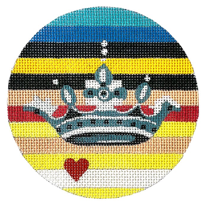 Crown on Multi Stripes Round