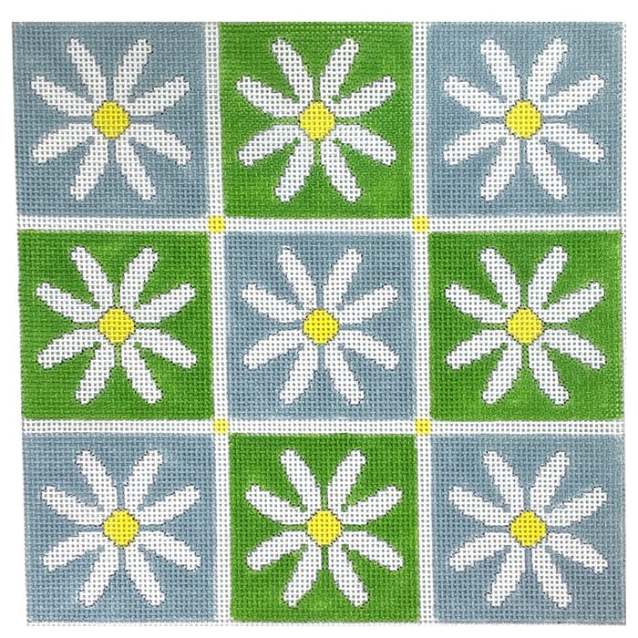 Daisy Pillow - Green and Blue