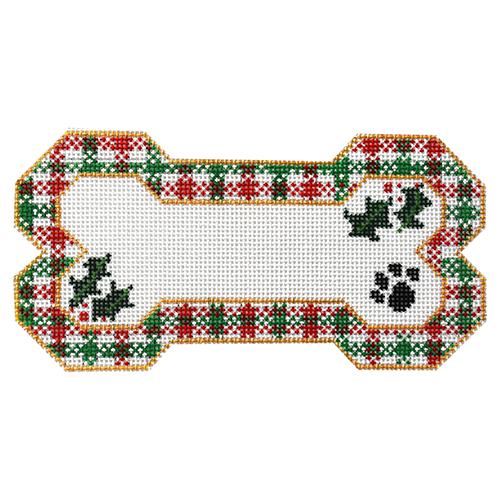 Christmas Plaid Dog Bone Ornament