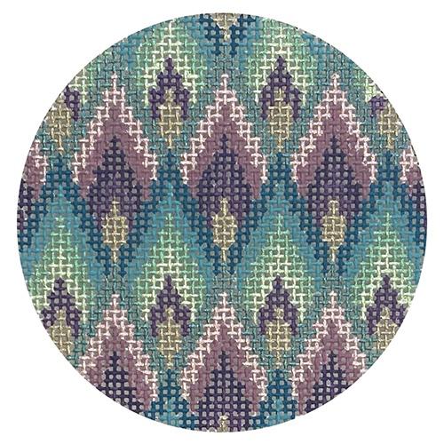Aqua Bargello Geometric Round #6