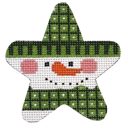 Green Snowman Star on 13 mesh