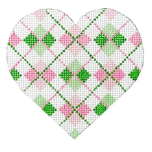 Heart - Pink/Green Argyle with Stitch Guide