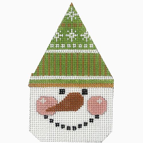 Snowman Face - Peach/Green with Snowflakes