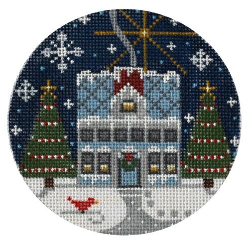 Blue House Ornament