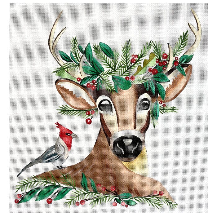 Deer Bust with Bird