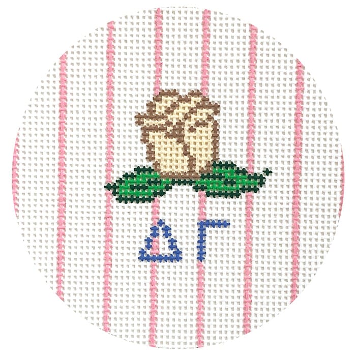 Delta Gamma 3" Round with Cream Rose