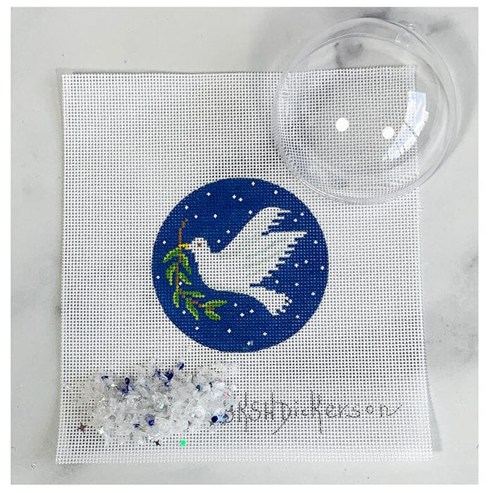 Dove & Olive Branch Ornament with Clear Dome & Confetti