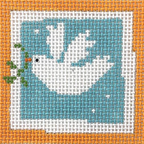 Dove Small Square on Aqua Facing Left