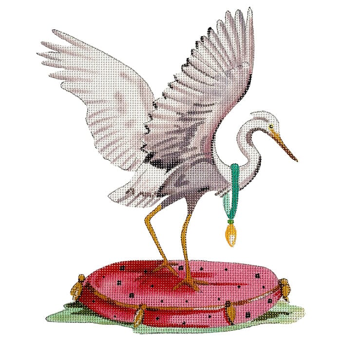 White Egret on Cushion