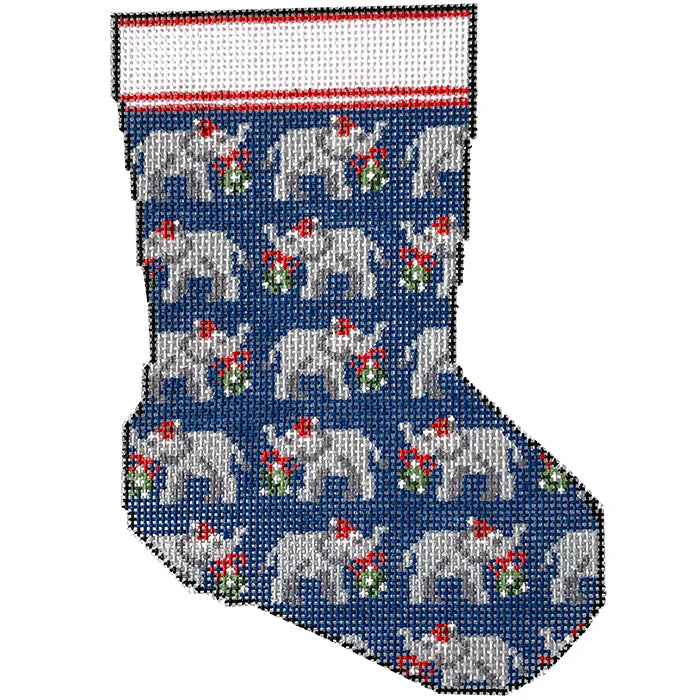 Elephants and Mistletoe Mini Stocking