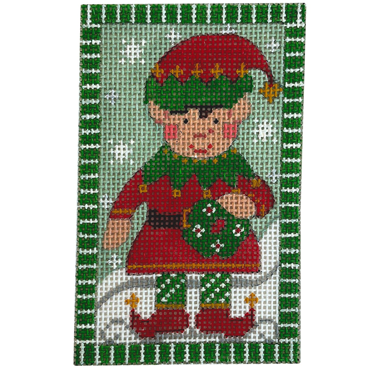 Elf Holding Wreath