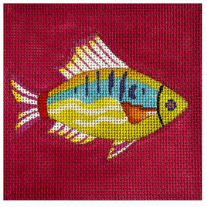 Fish Coaster - Lime on Fuchsia