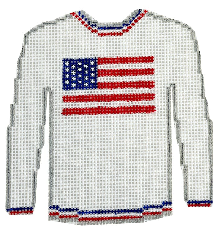 Flag on White Sweater