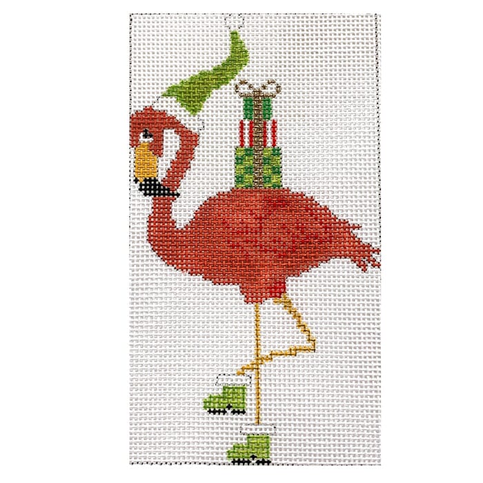 Flamingo with Green Hat and Presents
