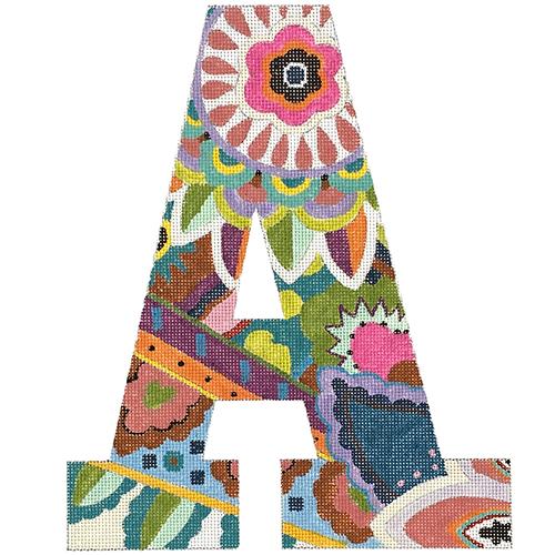 Floral 12" Monogram Letter A on 13