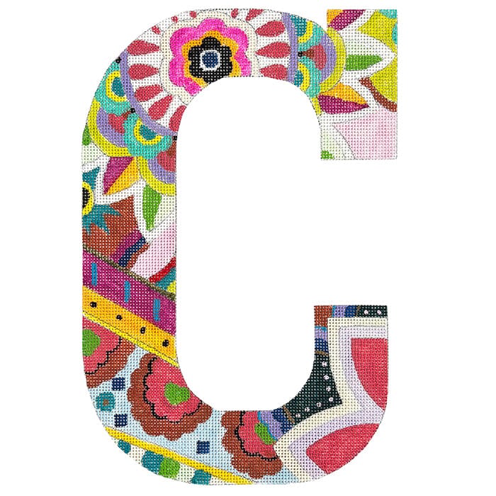 Floral 12" Monogram Letter C on 13