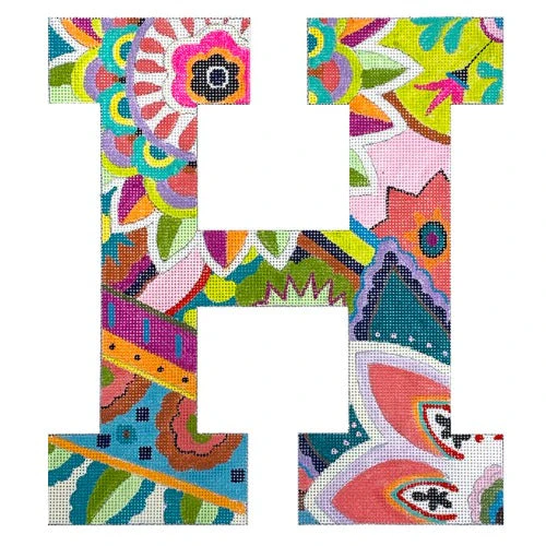 Floral 12" Monogram Letter H on 13
