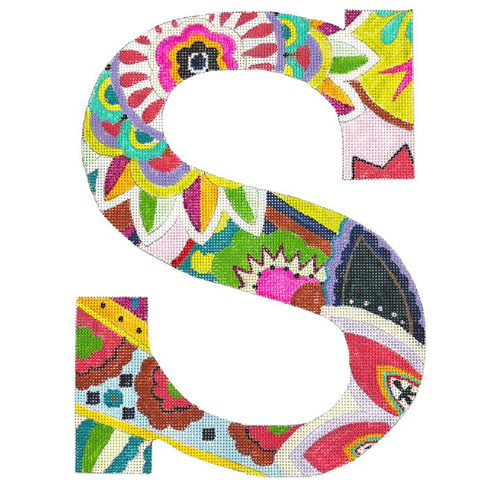 Floral 12" Monogram Letter S on 13