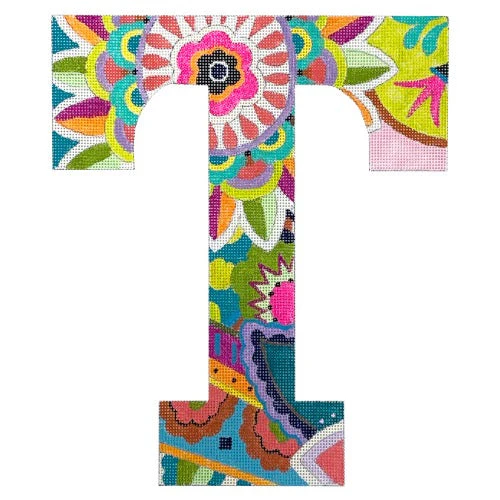 Floral 12" Monogram Letter T on 13