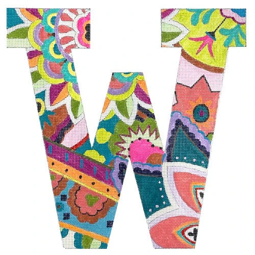Floral 12" Monogram Letter W on 13