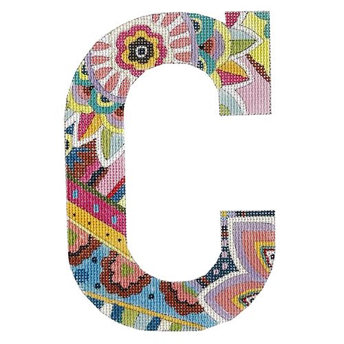 Floral 6" Monogram Letter C