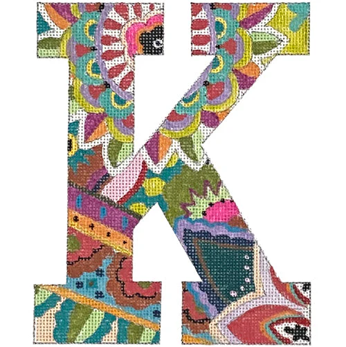Floral 6" Monogram Letter K