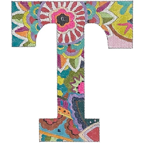 Floral 6" Monogram Letter T