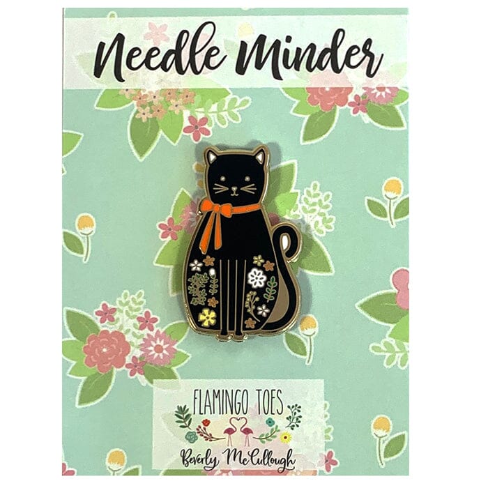 Black Floral Cat Needleminder