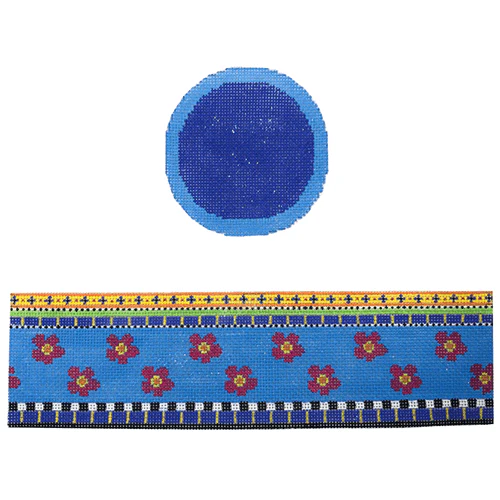 Floral blue and purple hinged box with hardware