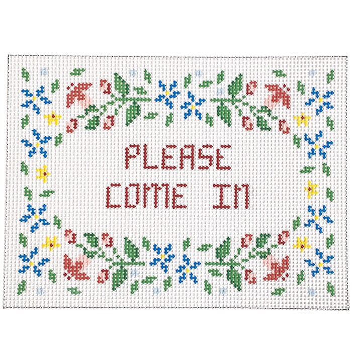 Floral ''Please Come In'' Sign