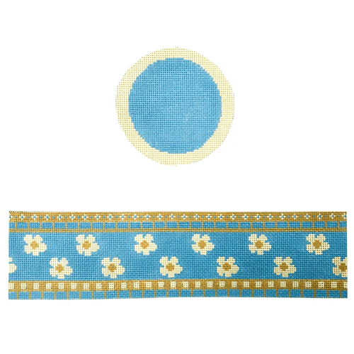 Floral Teal & Beige hinged box with hardware