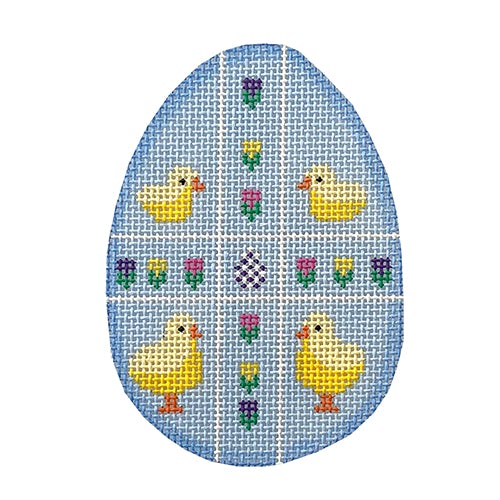 Four Chicks on Blue Egg