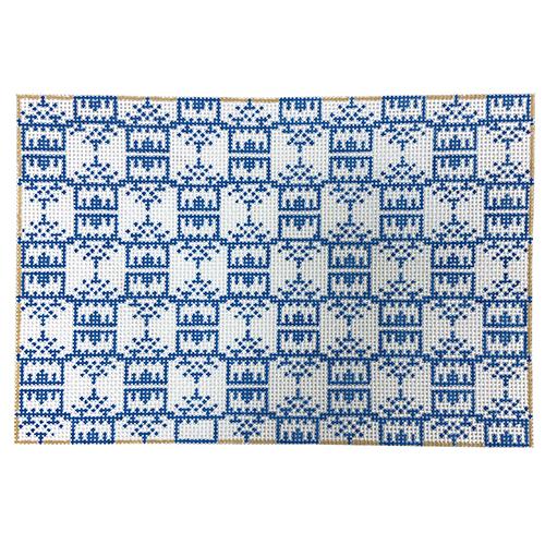 French Blue Pagoda Print Clutch