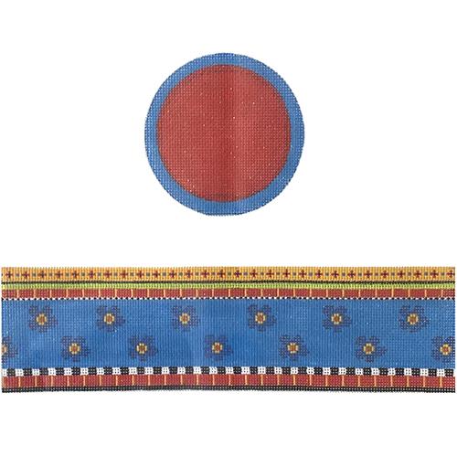 Blue and Red Floral Hinged Box with Hardware