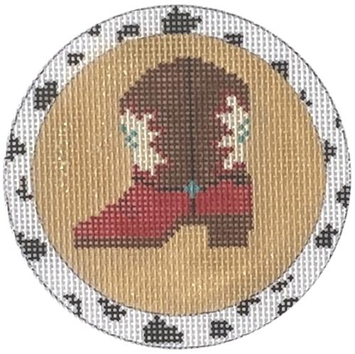 Boot 3" Round #4 - Brown & Red